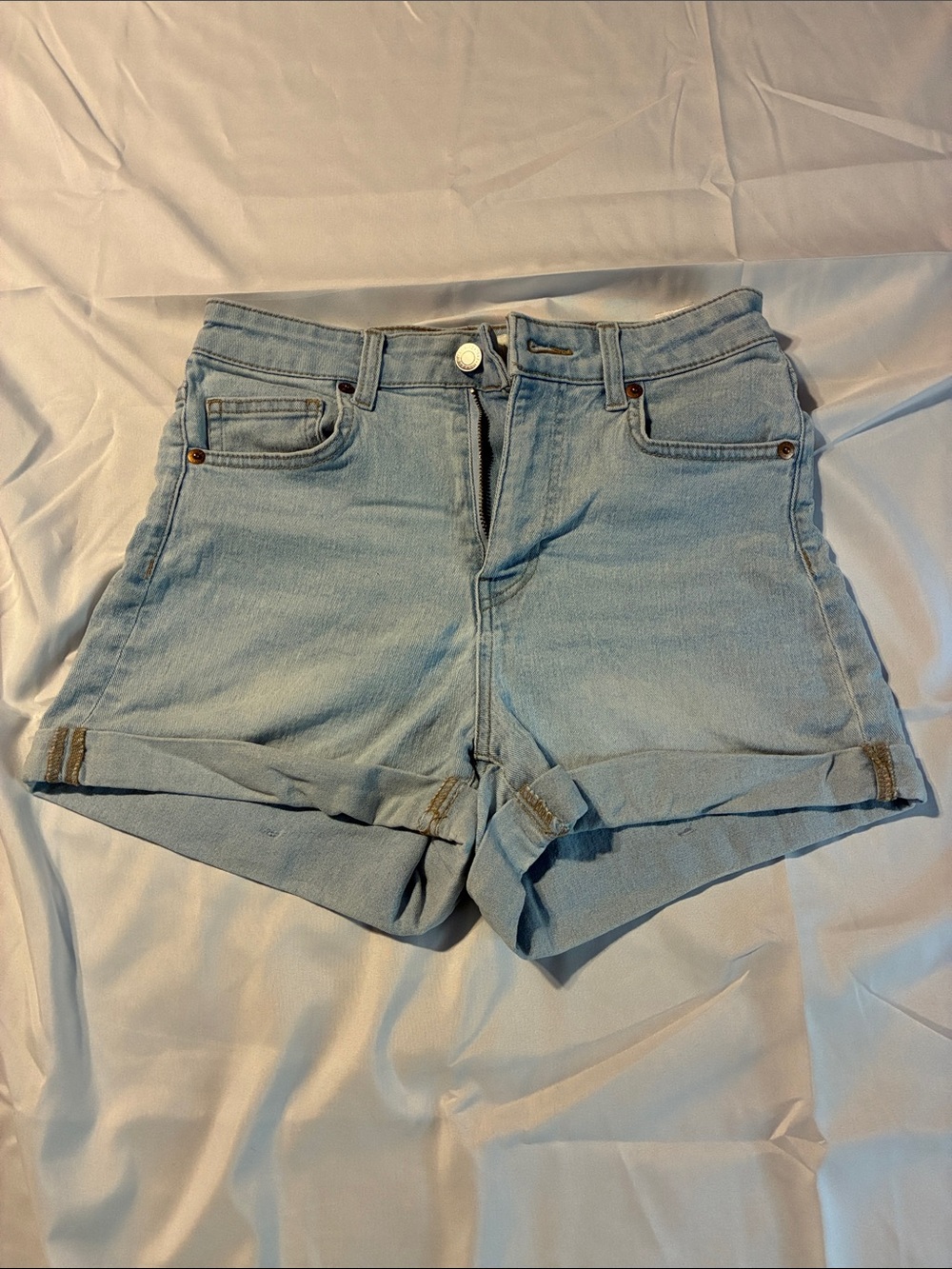 H&M Light Blue Denim Roll-Cuff Women's Shorts